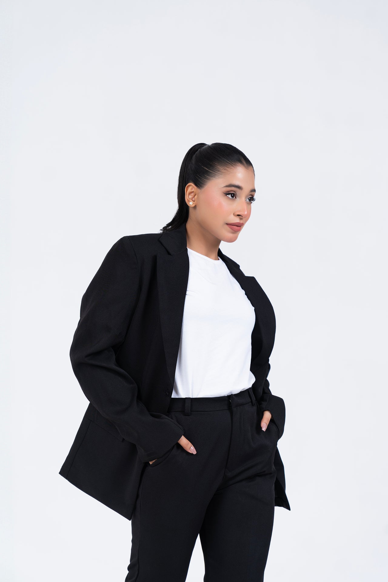 Straight Fit Suit Blazer - Black