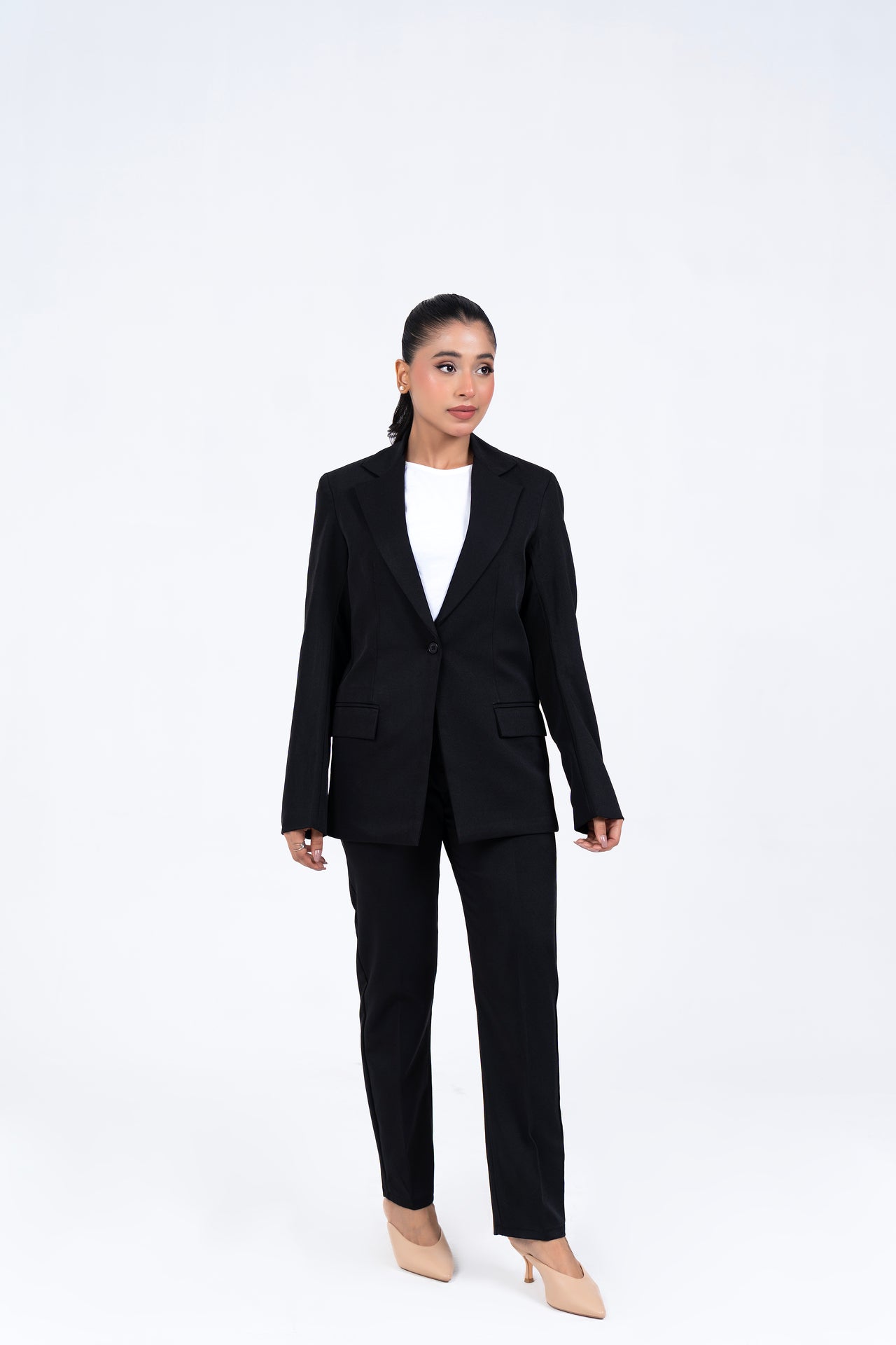 Straight Fit Suit Blazer - Black