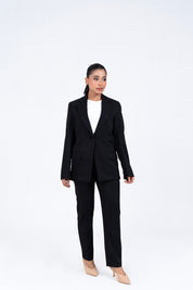 Straight Fit Suit Blazer - Black