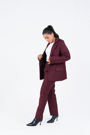Straight Fit Suit Pant - Burgundy
