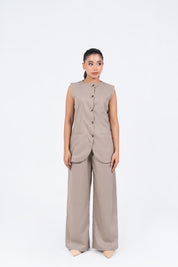 Long Suit Vest - Beige (Suiting Fabric)
