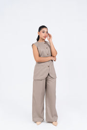 Long Suit Vest - Beige (Suiting Fabric)