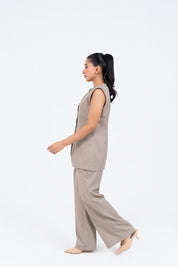 Long Suit Vest - Beige (Suiting Fabric)