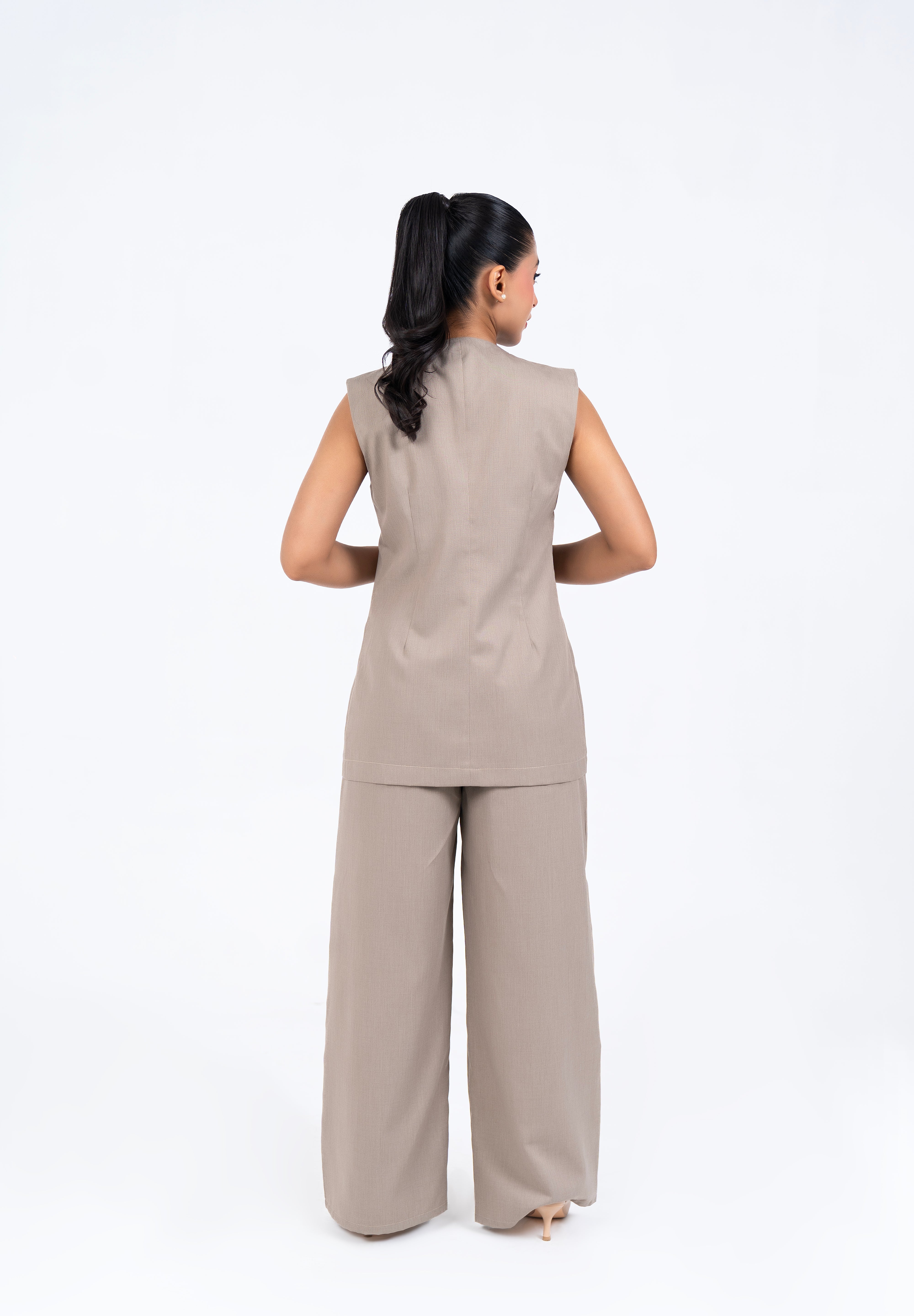 Long Suit Vest - Beige (Suiting Fabric)