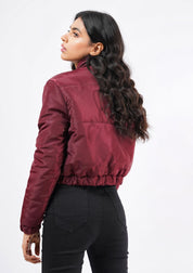 Cropped Puffer Jacket - Maroon