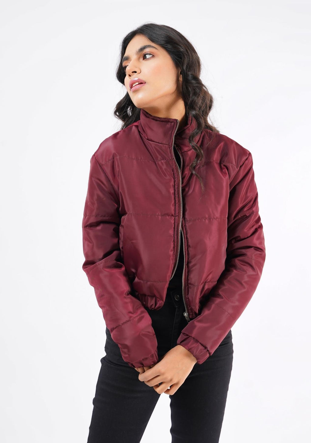 Maroon puffer jacket on sale women's