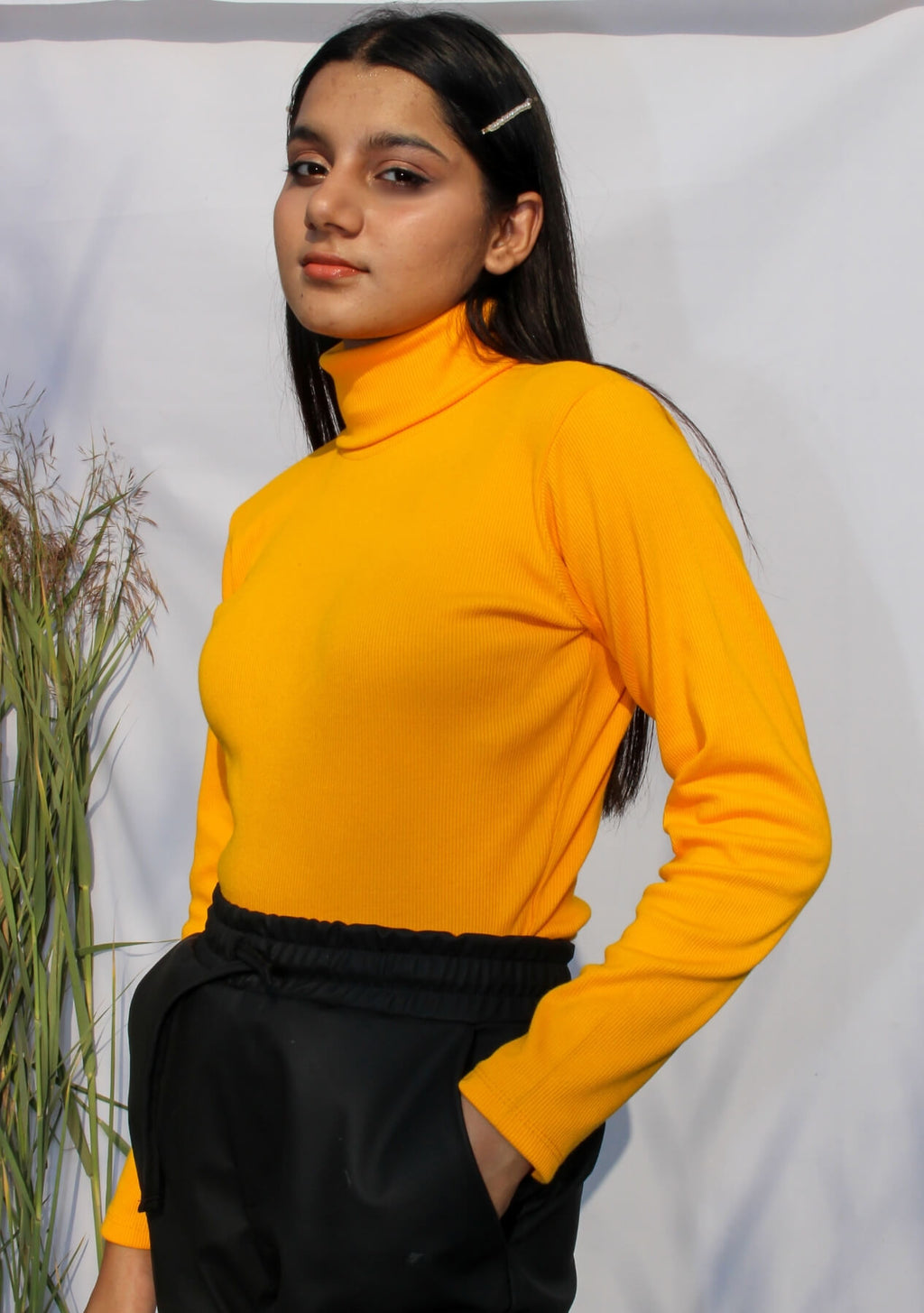 Yellow hot sale turtleneck top