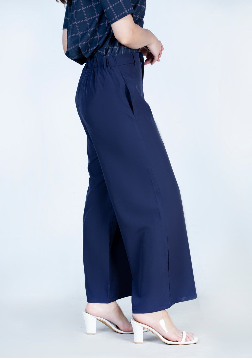 Women's Blue Viscose Culotte Skirt with Elasticated Waistband - NOBLA Size  T.U. (from S to XL)