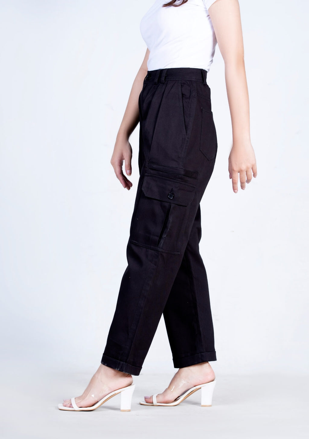 High Waisted Cargo Pant - black