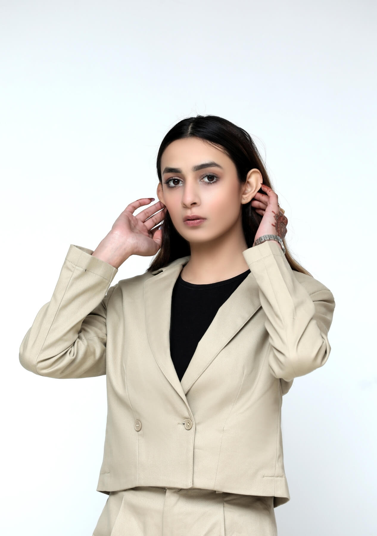 Cropped Blazer Beige