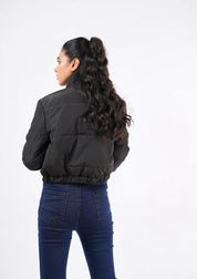 Cropped Puffer Jacket - Black