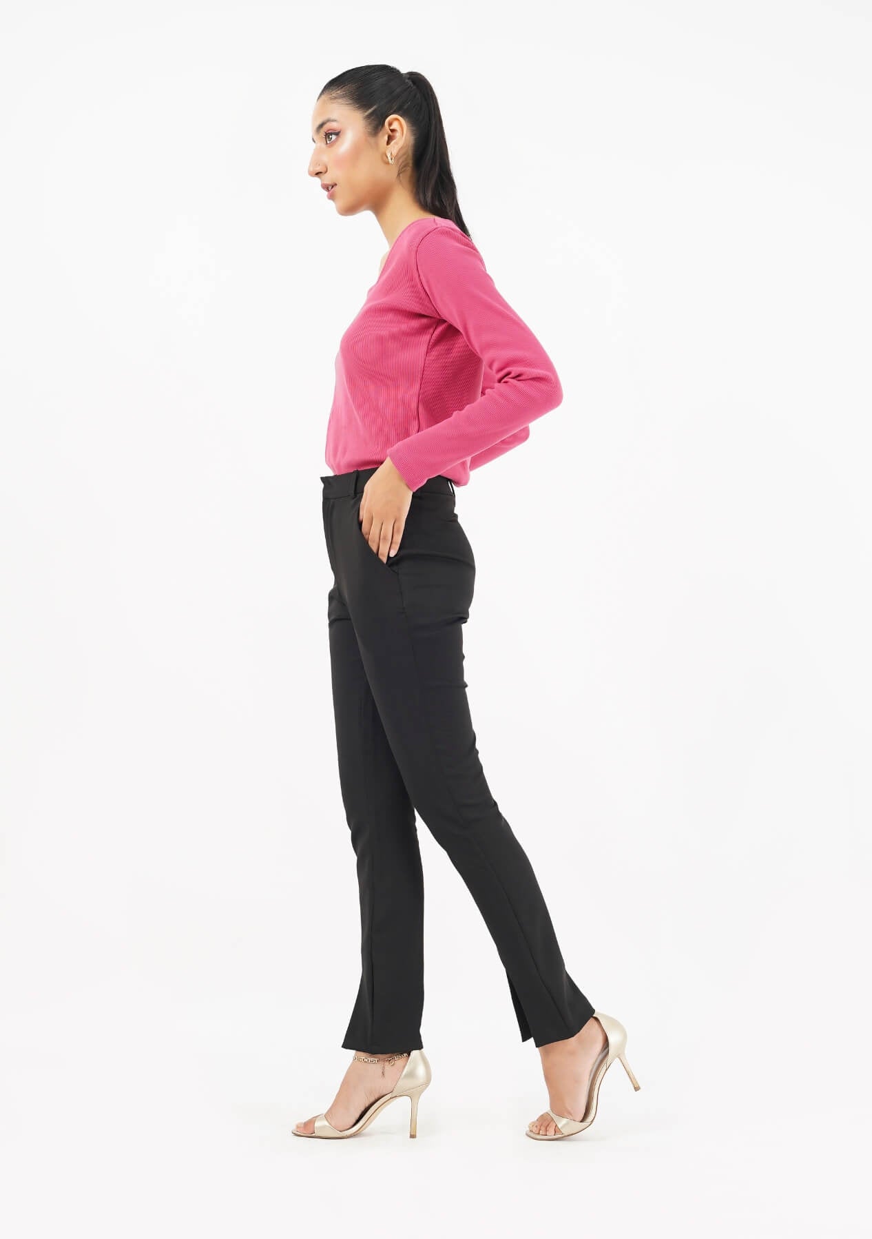 Slit Hem Pant - Black