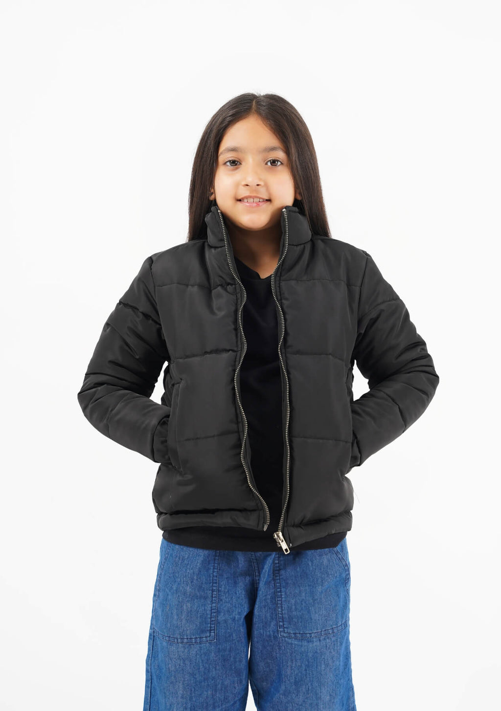 Girls Puffer Jacket Black Nine Ninety Nine