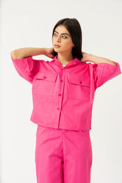 Boxy Pocket Fit Shirt - Fuchsia Pink