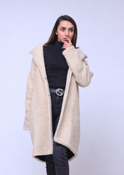 Teddy Faux Fur Oversized Coat - Beige
