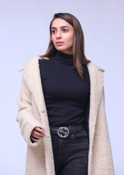 Teddy Faux Fur Oversized Coat - Beige