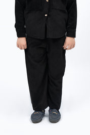 Boys Wide Leg Pant with Pockets in Corduroy - Black