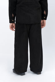 Boys Wide Leg Pant with Pockets in Corduroy - Black