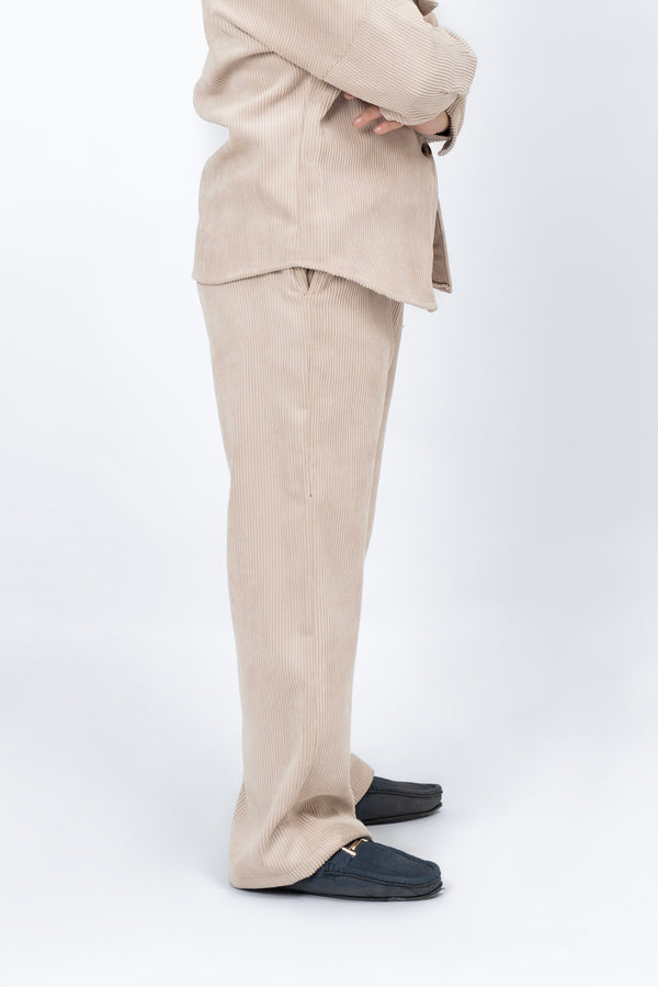 Boys Wide Leg Pant with Pockets in Corduroy - Cream