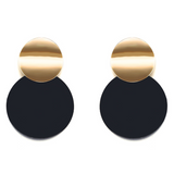Black & Gold Round Earring