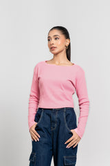 Square Neck Cropped Top - Light Pink