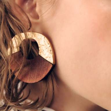 Irregular Metal Wood Earrings