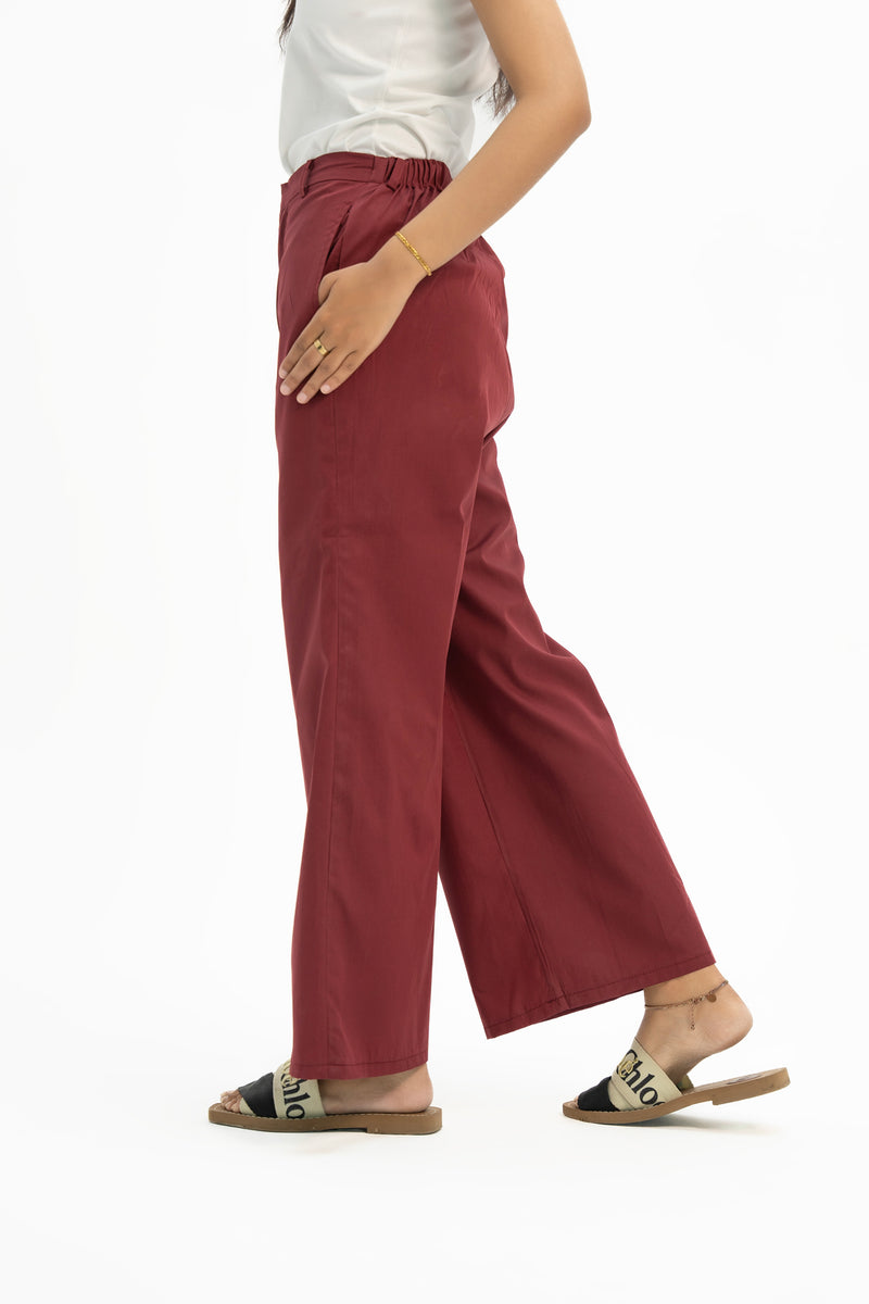 High Waisted Culotte Pant - Maroon
