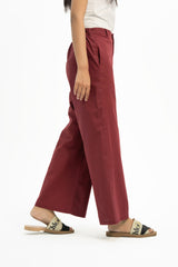 High Waisted Culotte Pant - Maroon