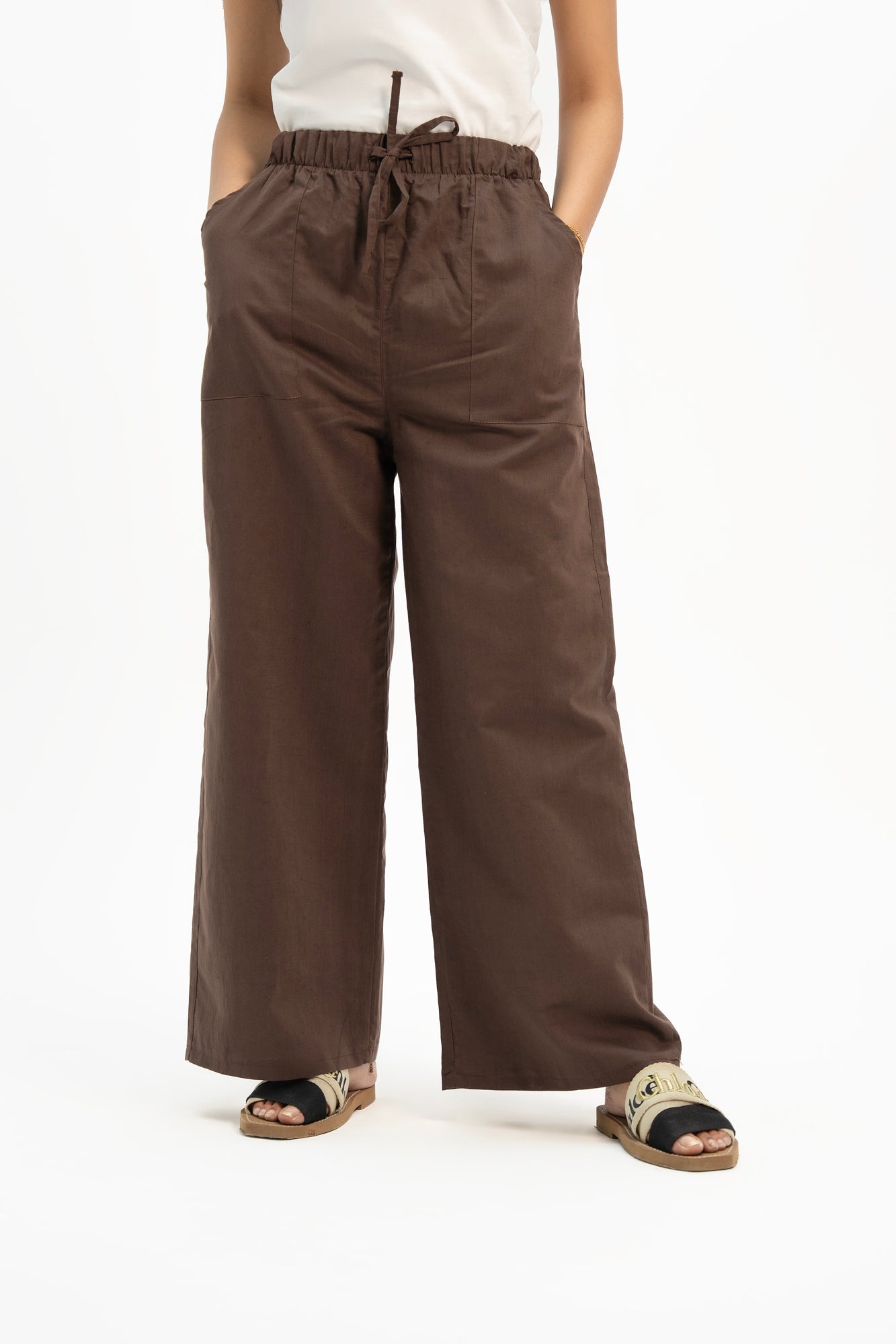 Drawstring Linen Pant - Chocolate Brown