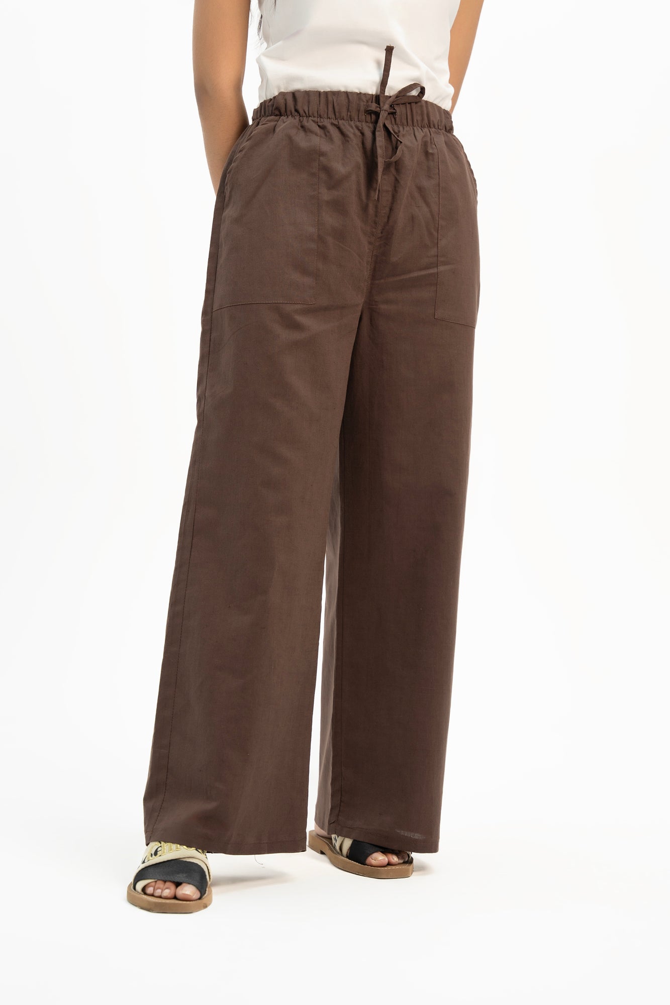 Drawstring Linen Pant - Chocolate Brown