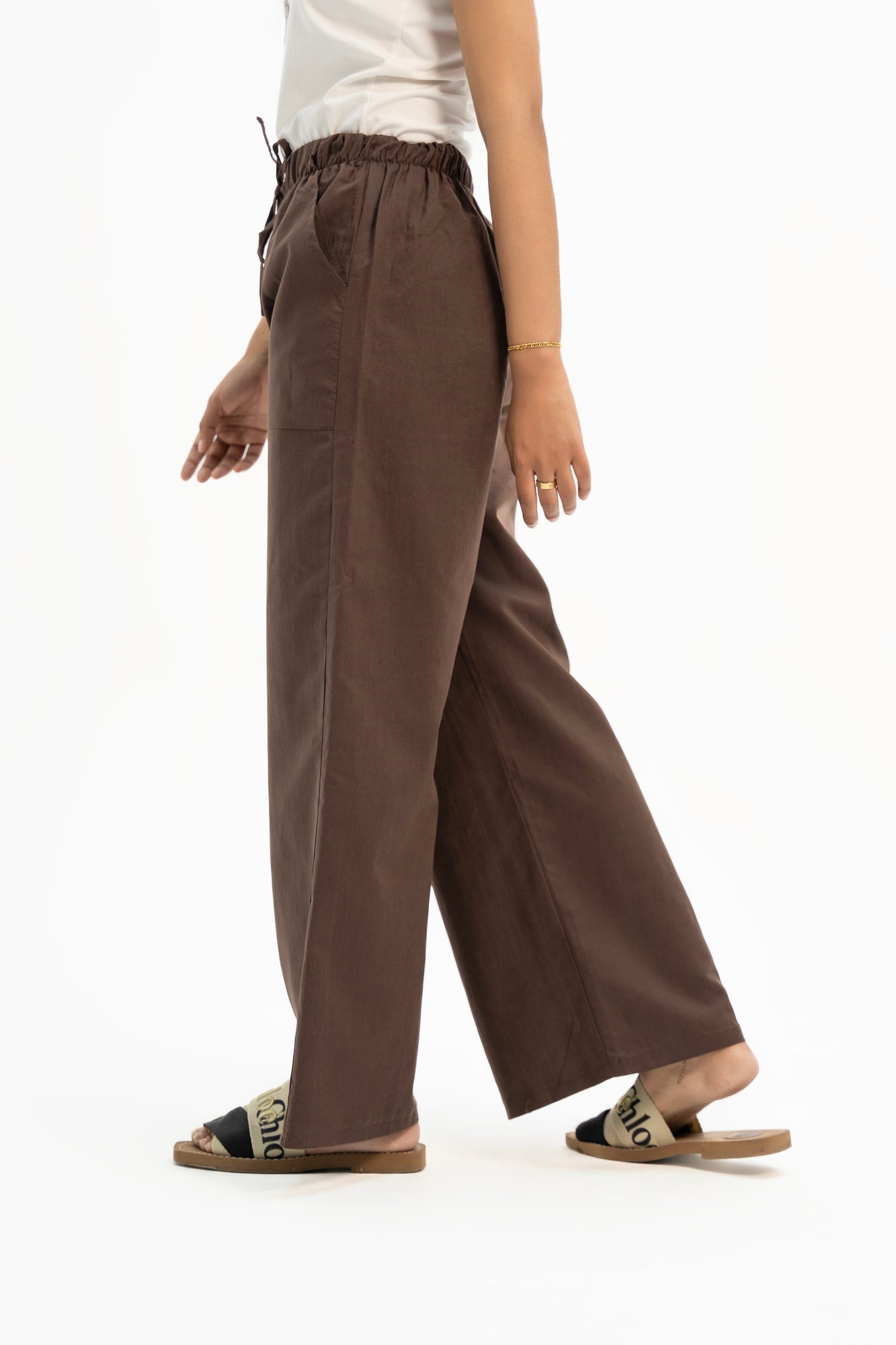 Drawstring Linen Pant - Chocolate Brown