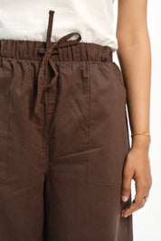 Drawstring Linen Pant - Chocolate Brown