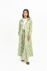 Belted Culotte Pant - Light Green White Floral