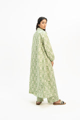 Open Front Tunic - Light Green White Floral