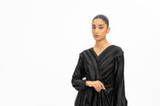 Pleated Wrap Dress - Black