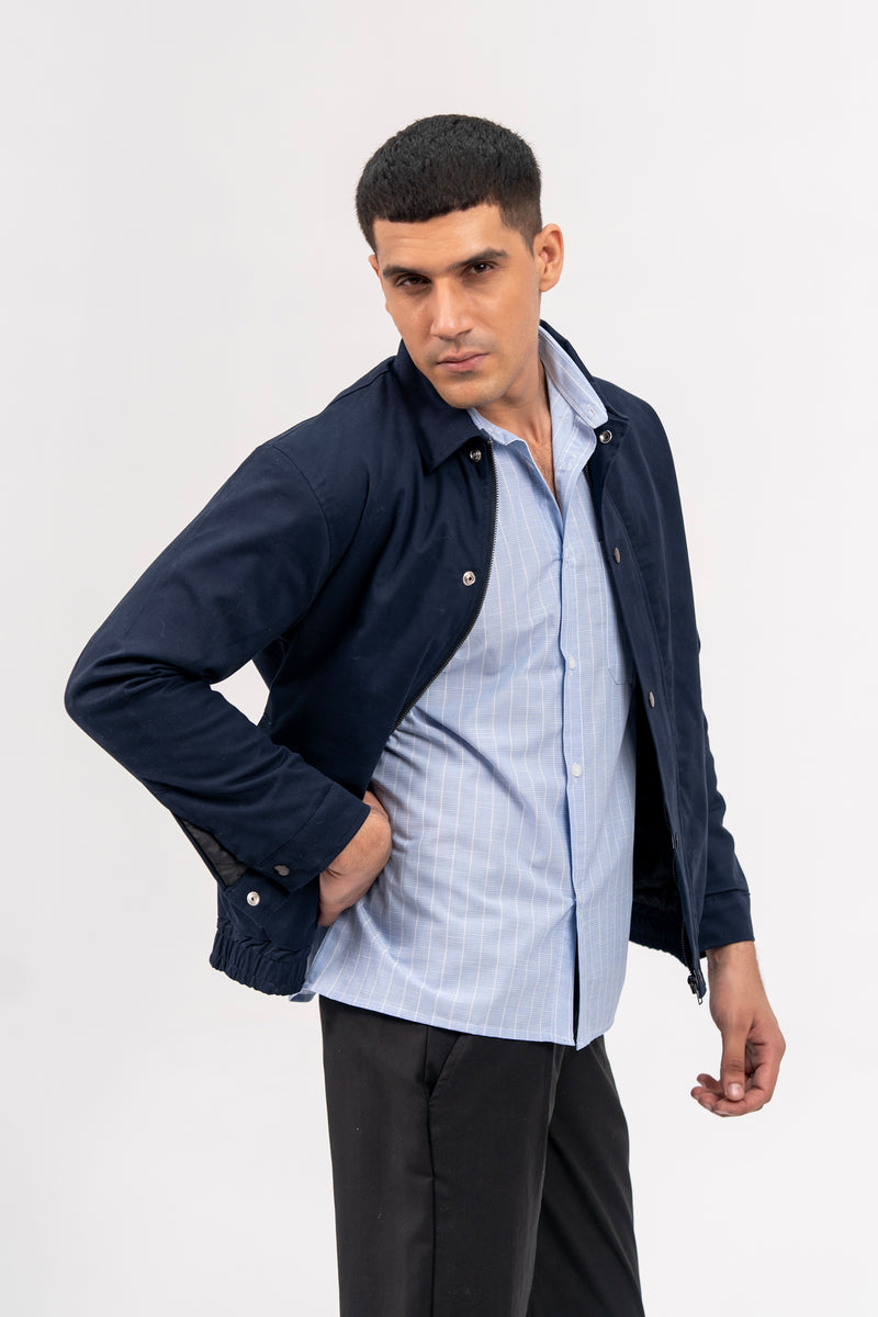 Men's Regular Fit Twill Jacket - Navy Blue