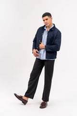 Men's Regular Fit Twill Jacket - Navy Blue