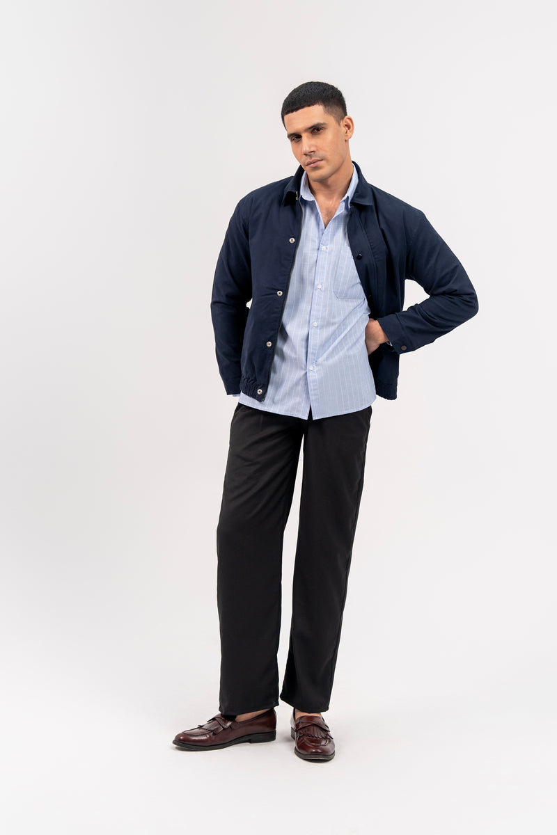 Men's Regular Fit Twill Jacket - Navy Blue