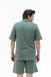 Men's Relaxed Fit Waffled Resort Shirt - Green