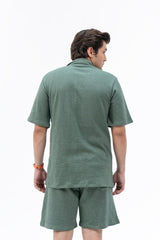 Men's Relaxed Fit Waffled Resort Shirt - Green