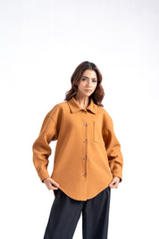 Oversized Shacket in Wool - Camel