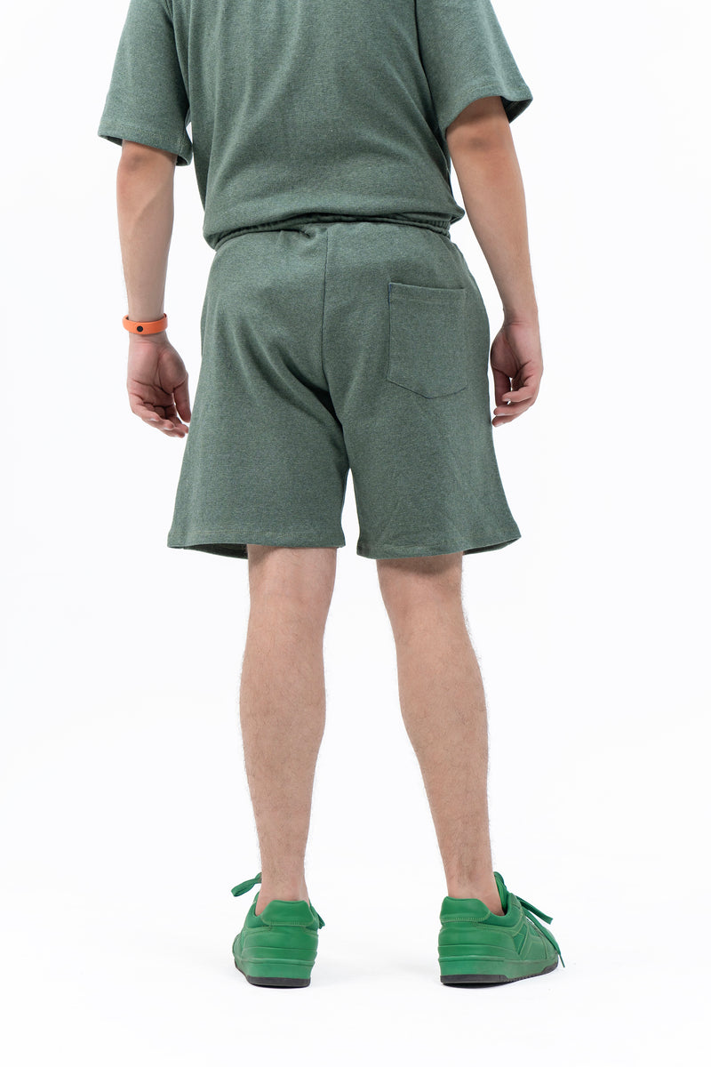 Men's Regular Fit Waffled Shorts - Green