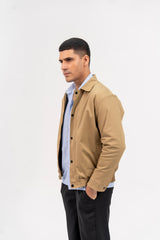 Men's Regular Fit Twill Jacket - Camel Brown