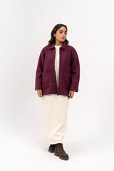 Long Wool Jacket - Plum