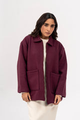 Long Wool Jacket - Plum