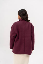 Long Wool Jacket - Plum