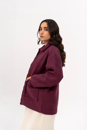 Long Wool Jacket - Plum