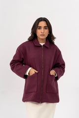 Long Wool Jacket - Plum