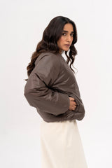 Puff Bomber Jacket - Chocolate Brown