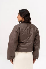 Puff Bomber Jacket - Chocolate Brown